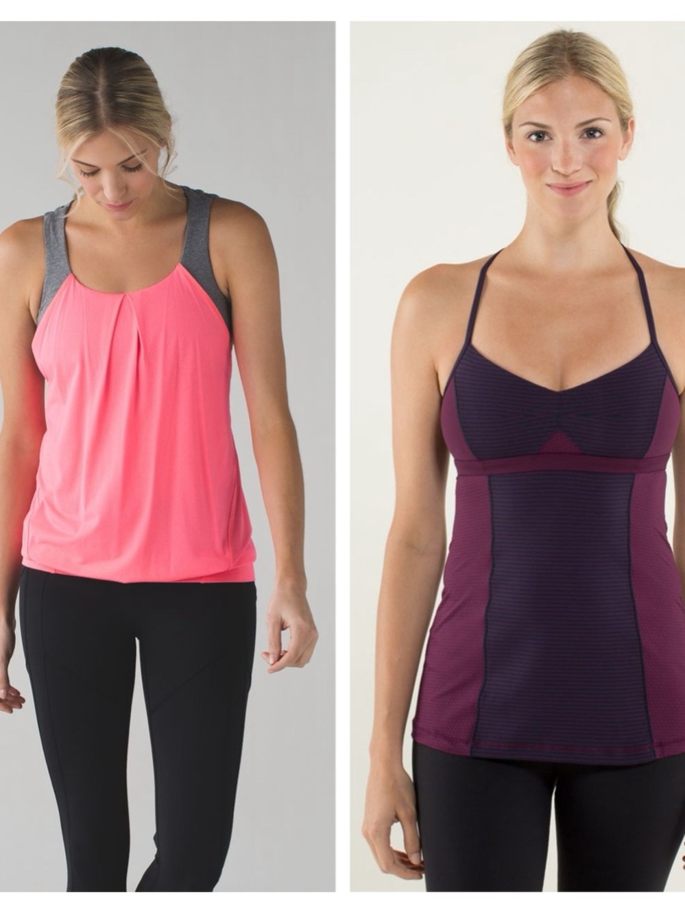 lululemon athletica Pink Racerback Tank & Purple Strappy Tank Duo